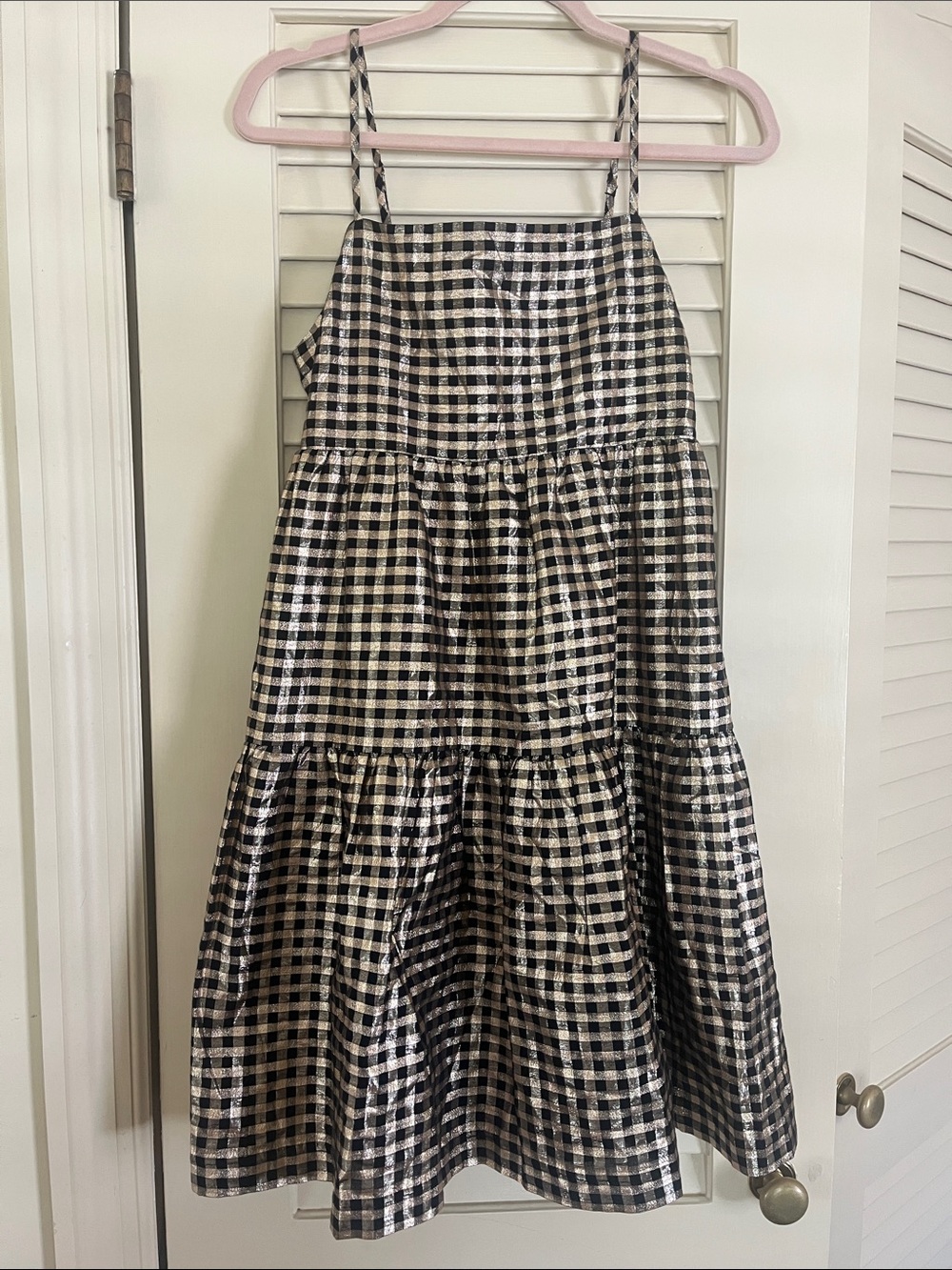 Jcrew women’s size 6 Black and gold Gingham Tiered party dress